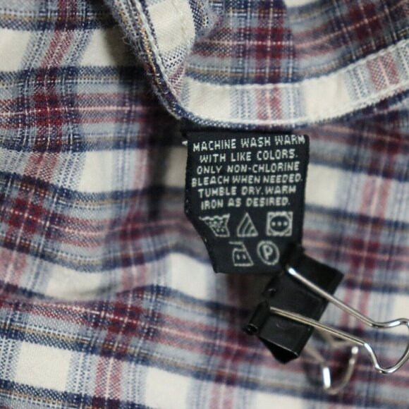 Eddie Bauer Plaid Shirt Mens 2XL Heavy Cotton Long Sleeve Button Up Burgundy - Picture 11 of 11